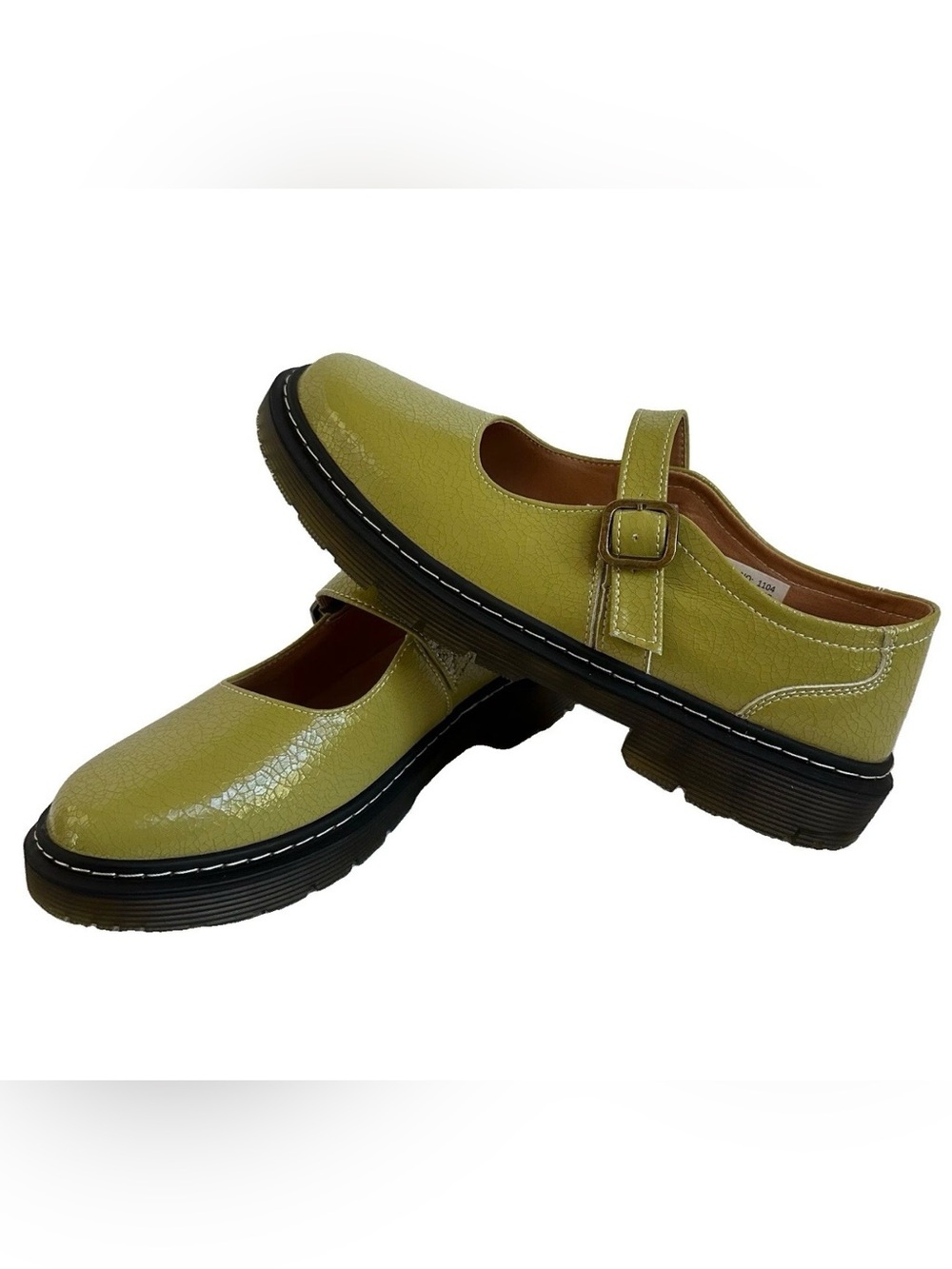 Avocado Green Mary Jane Shoes 11 Lug Sole Platform Y2K Indie Retro Chartreuse